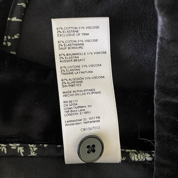 Anthropologie Black Velvet Flared Flare Pants Bell Bottoms 10 High Rise Stretch - Picture 9 of 10